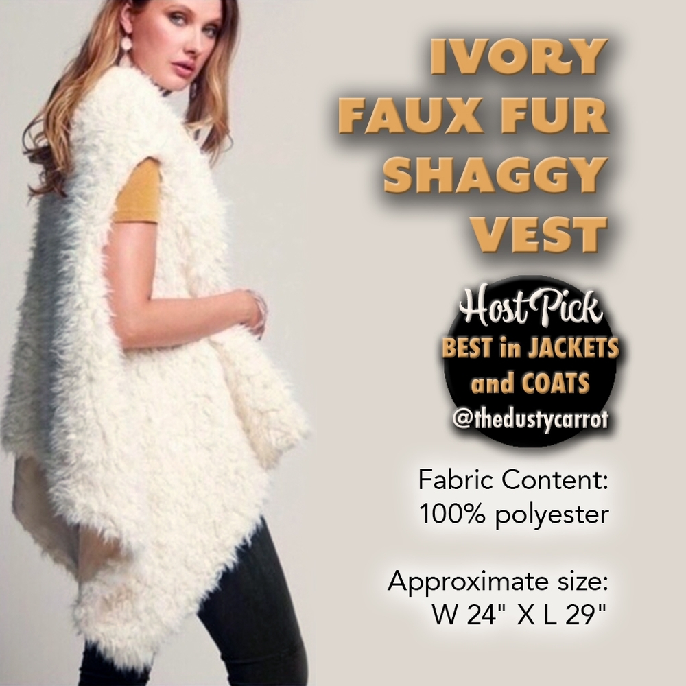 VEST SHAGGY IVORY FAUX FUR